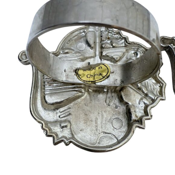 Vintage Bombay Napkin Rings Set of Four Holly Violin Godinger Silver Tone - Picture 5 of 8